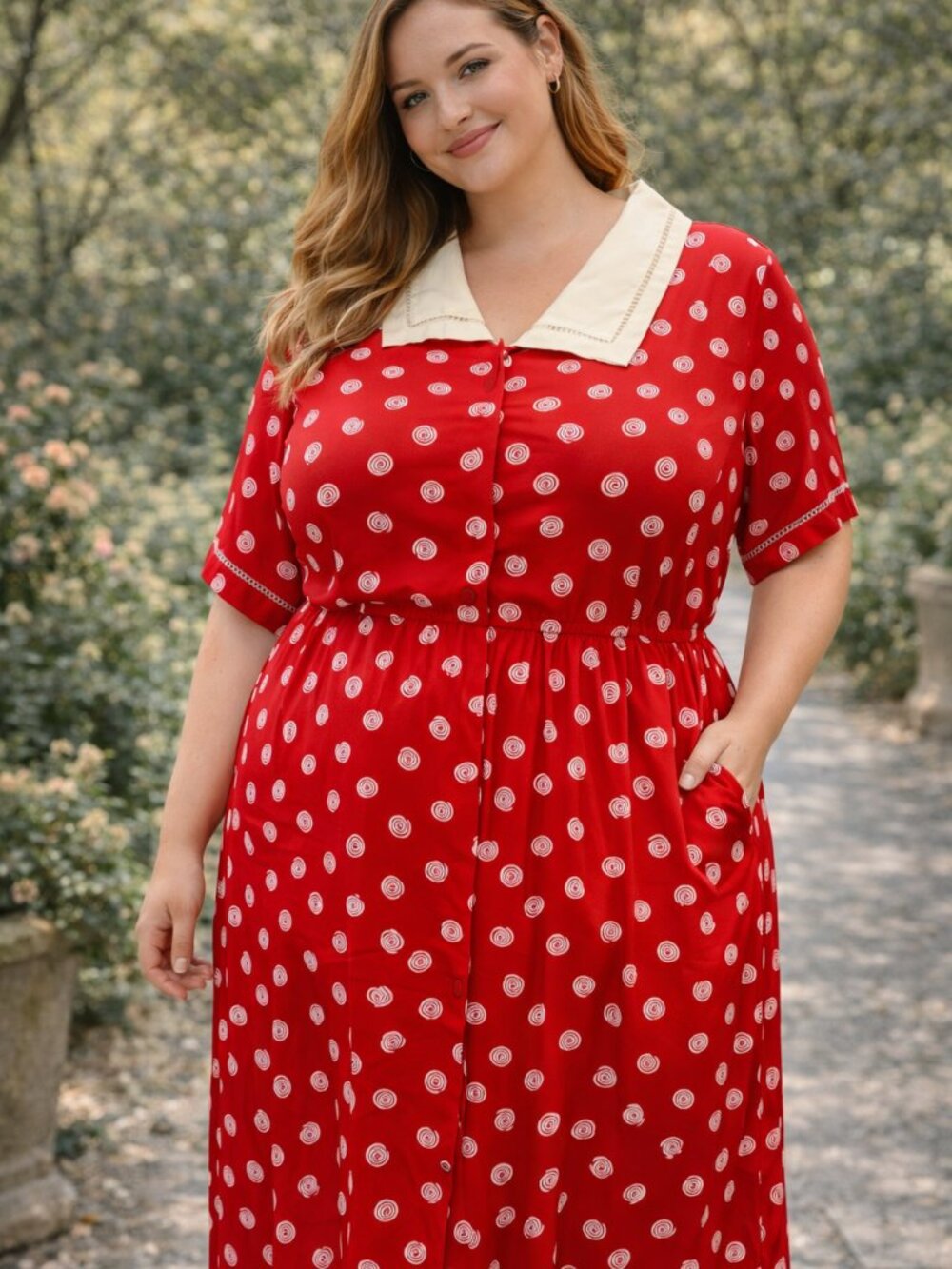 ❤️ Red Spiral Print Dress –Plus Size 2X | Y2K Vibes 2000s late 90s